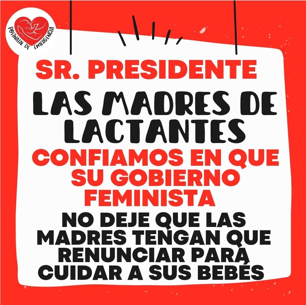 Presidente @gabrielboric las madres de lactantes EXIGIMOS que nuestros bebés sean prioridad para el <a href="/GobiernodeChile/">Gobierno de Chile</a> 
#ExtensiónPostnatalParental  mientras la #AlertaSanitaria continúe.
 <a href="/ministeriosalud/">Ministerio de Salud</a> <a href="/Min_Hacienda/">Ministerio de Hacienda</a> <a href="/MintrabChile/">Trabajo y Previsión Social</a> <a href="/camila_vallejo/">Camila Vallejo Dowling</a> #PostnatalDeEmergencia