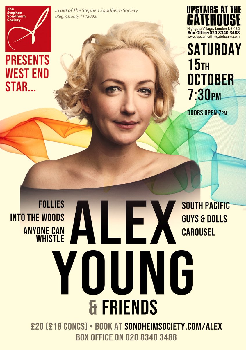 Exciting news, Sondheim fans! The amazing Alex Young (<a href="/alexdeboo/">Alex Young</a>) wil be headlining a Sondheim-inspired cabaret at <a href="/GatehouseLondon/">Upstairs At The Gatehouse</a> on Sat 15th Oct, 7.30pm. The awesome <a href="/desmondaCC/">desmonda cathabel</a> will also be making an appearance! Tickets are on sale now, so get booking: upstairsatthegatehouse.ticketsolve.com/ticketbooth/sh…