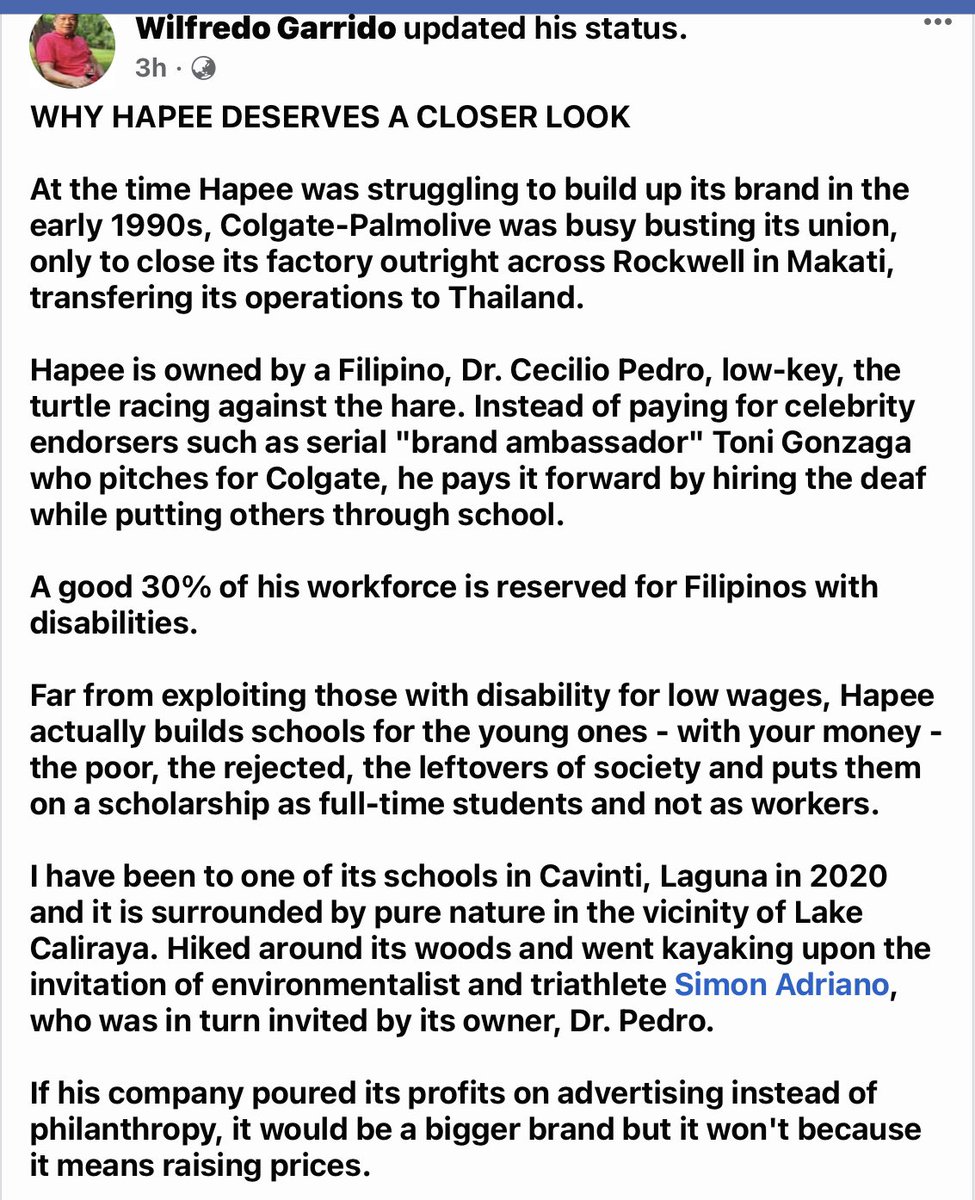 mgb819's tweet photo. Since we have embarked on supporting worthy products or companies with that values our culture, heritage or simply being Filipino, we might as well shift our preference for dental hygiene and buy Hapee https://t.co/qSeIiAgtF3