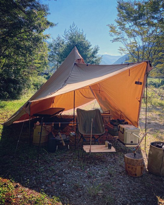 設営完了、もっと日陰に設営したらよかったなw 