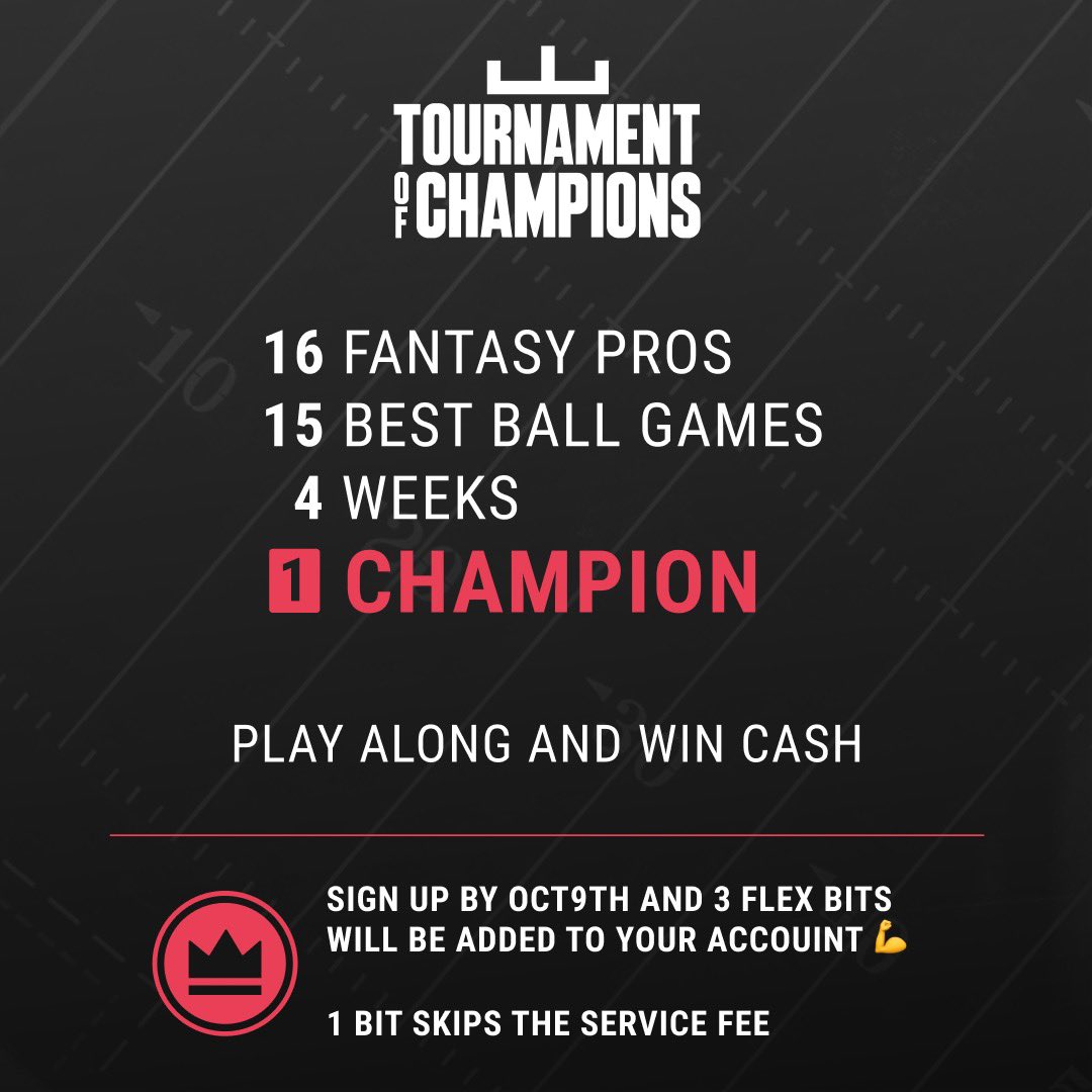 Flex_FantasyApp's tweet photo. Tournament of Champions starting Week 5!🏈🏆
Join in on the action at https://t.co/yiKg8D9zMT
#fantasyfootball #flexfantasy #Sleeper #YahooFantasy #TournamentOfChampions https://t.co/oUj4DvhrdB