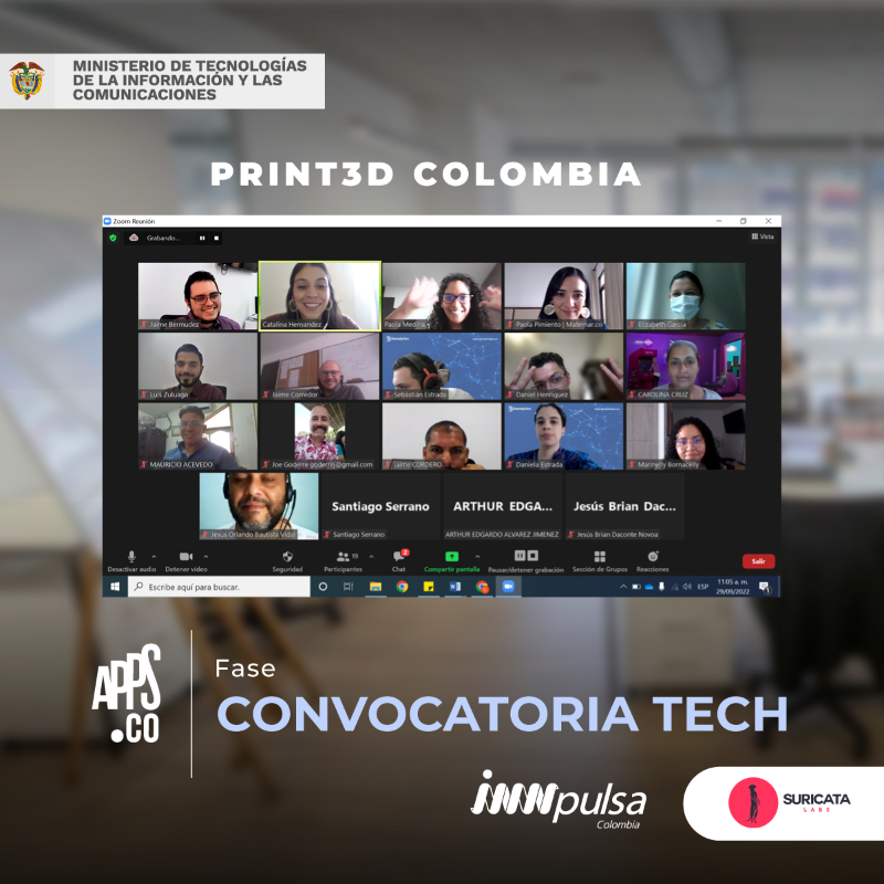 SuricataLab's tweet photo. El día de ayer tuvimos un conversatorio con Jaime Bermúdez🤓, CEO de Print3D Colombia, quien habló con los equipos de #CrecimientoTech sobre cómo fueron los primeros en importar y comercializar profesionalmente tecnología 3D en el país.🔥

@AppsCo, @InnpulsaCol y @Ministerio_TIC https://t.co/hMT9lM293E