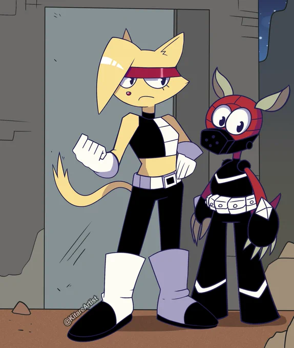 Meet Mialvo! She's a cat agent who's always trying to capture Ratuna at any cost! And this is her partner, Tatitu, he's a little armadillo. :) 
