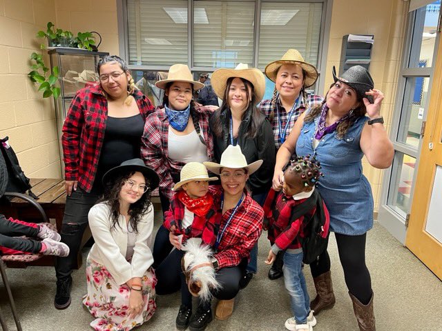 MsMaricelaR's tweet photo. Another great photo of some of our Leleck staff during vaquero’s day. Proud to have organized these twenty days of “Unidos SOMOS mas FUERTES” celebration in honor of Hispanic Heritage Month. #JLES #CSL https://t.co/DR1mj52Nuj