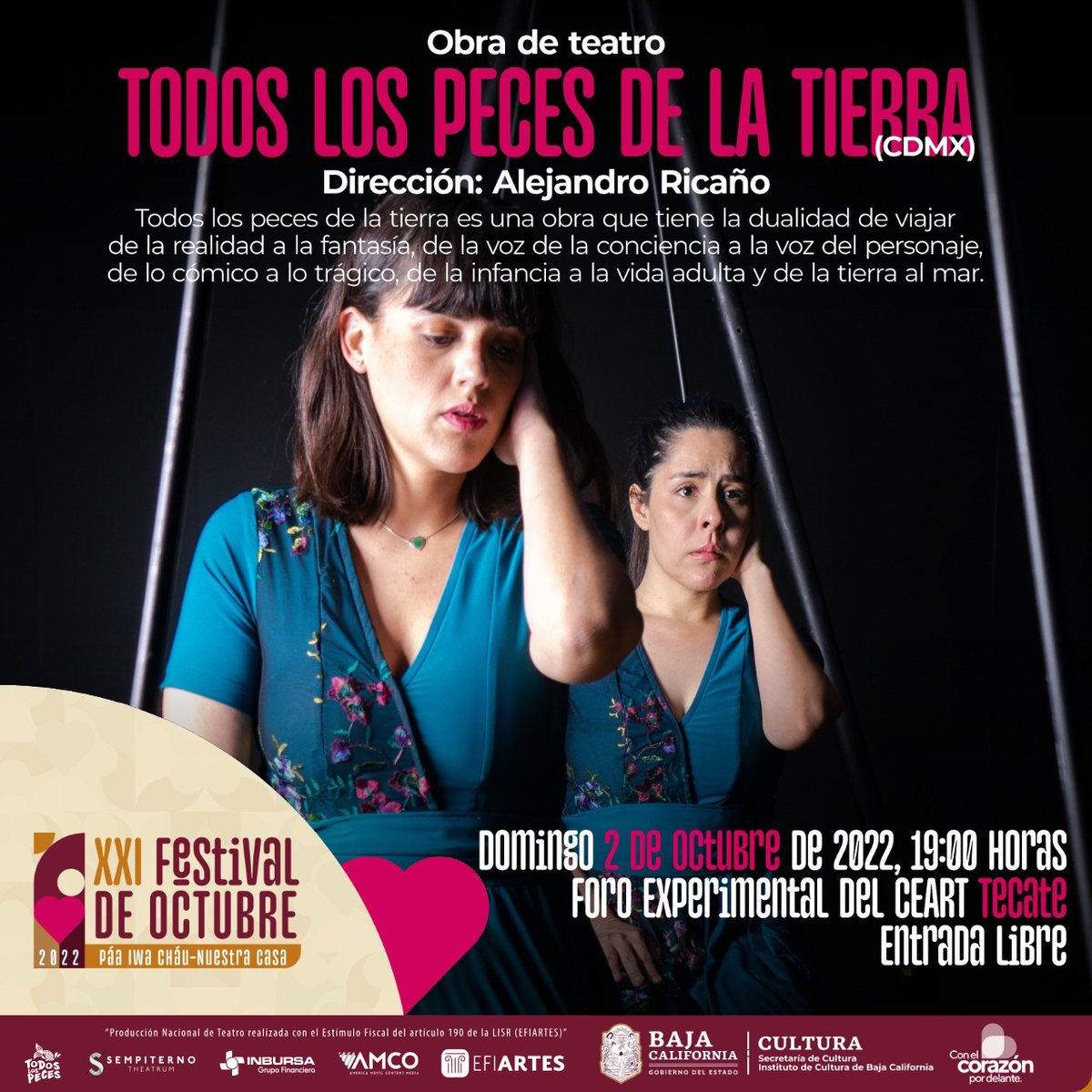 TodosLosPeces's tweet photo. 🌊 Casi llegamos al fin de este viaje sobre la pérdida, el dolor y el fondo del mar.

🧜🏼‍♀️ Ven a dejarte apapachar con Todos los Peces de la Tierra.

Nos vemos mañana en el CEART Tecate. https://t.co/Mzw8uq4zbY