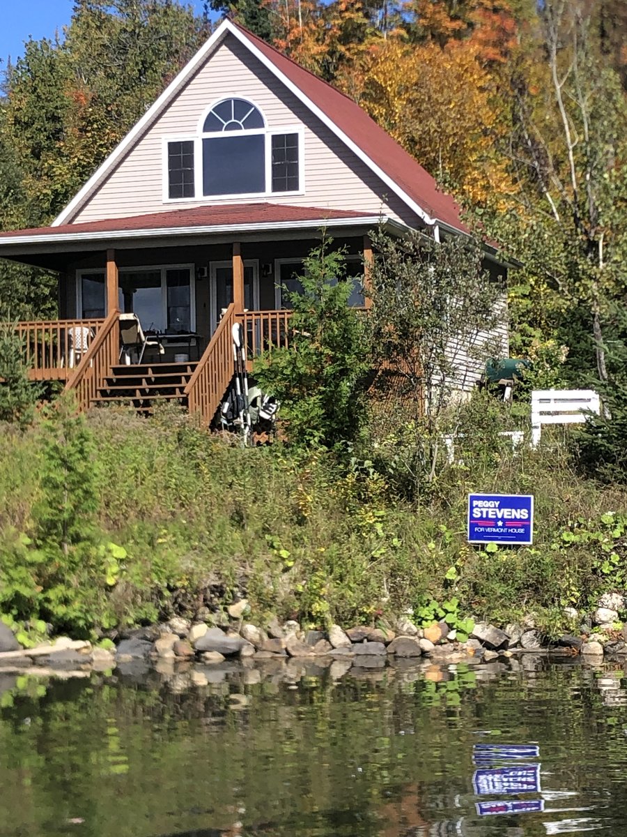 Peggy Stevens For Vermont House signs are everywhere. Even on lakes. Feeling good!