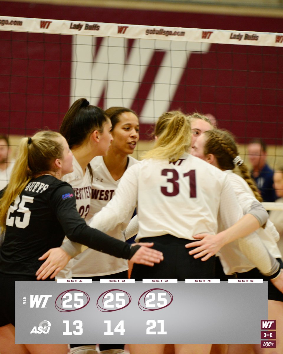 WTAMUVolleyball's tweet photo. UNDEFEATED NO MORE!!! IT'S TIME TO BRING OUT THE 🧹🧹🧹

WT hands the Rambelles their first conference loss of the season!!!

#ALLIN | #LSCvb https://t.co/4qHDvyvI2n