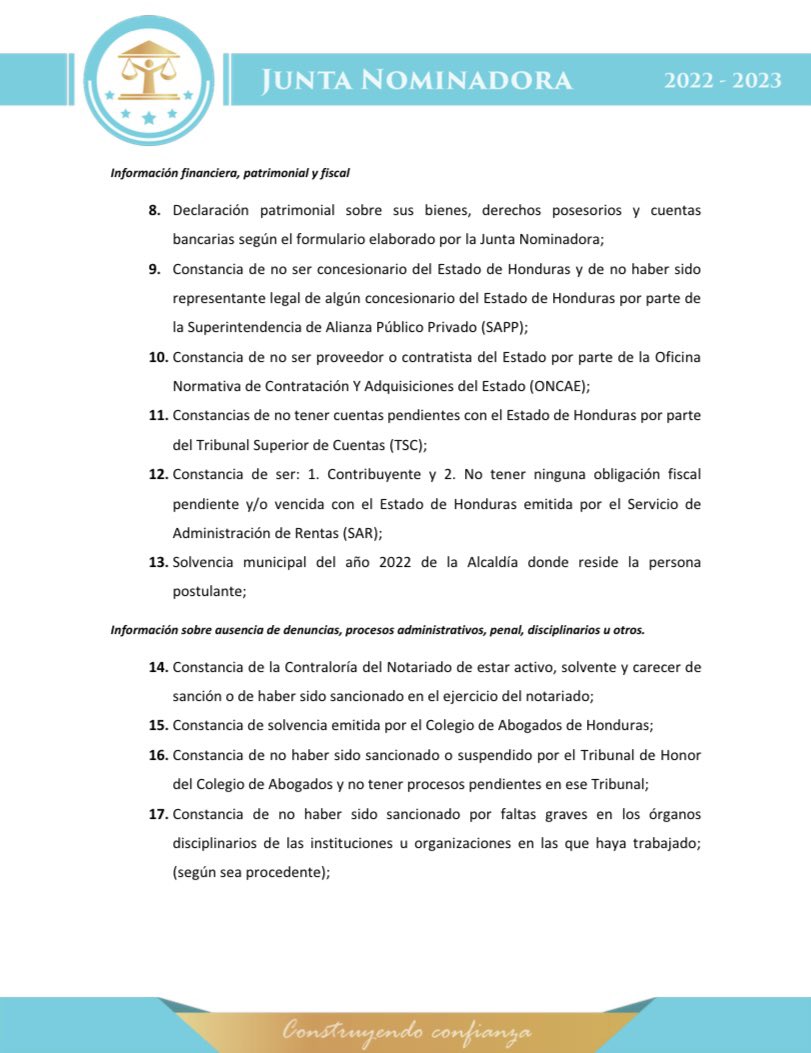 Junta Nominadora de la Corte Suprema de Honduras tweet media