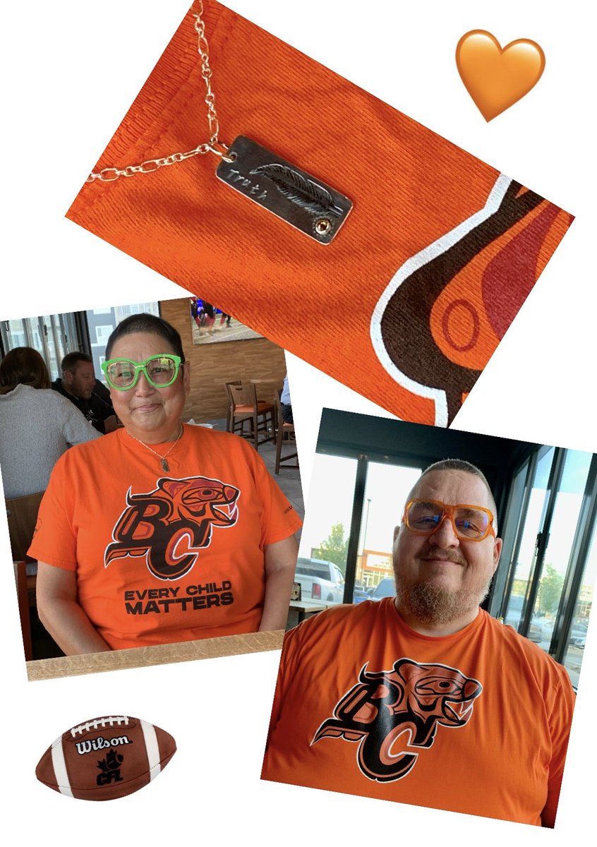 RiderCharm's tweet photo. #Riders #GameDay 💚🏈💚 !!! Luvee & I cheering on our team… #GreenIsNotTheColour #EveryChildMatters #OrangeShirtDay 🧡🧡🧡 @Prairie_Scot https://t.co/Fwelr5hJ5H