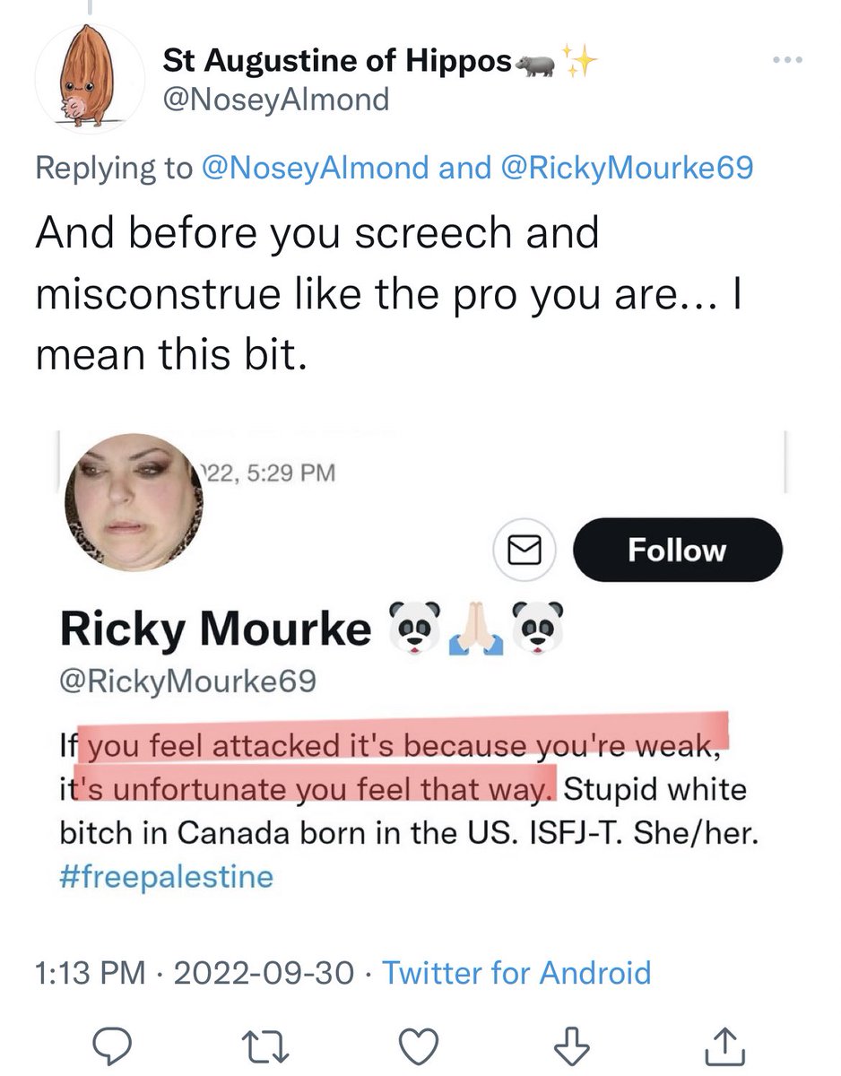 RickyMourke69's tweet photo. Can the triggered bigots read when Iโve already told them why Iโm irritated with their racist shit? Your internalized white supremacy is seeping through your pores gorl, maybe learn to disengage? Check out my link in bio #screamintothevoid #triggerednut https://t.co/HD0TdacZys