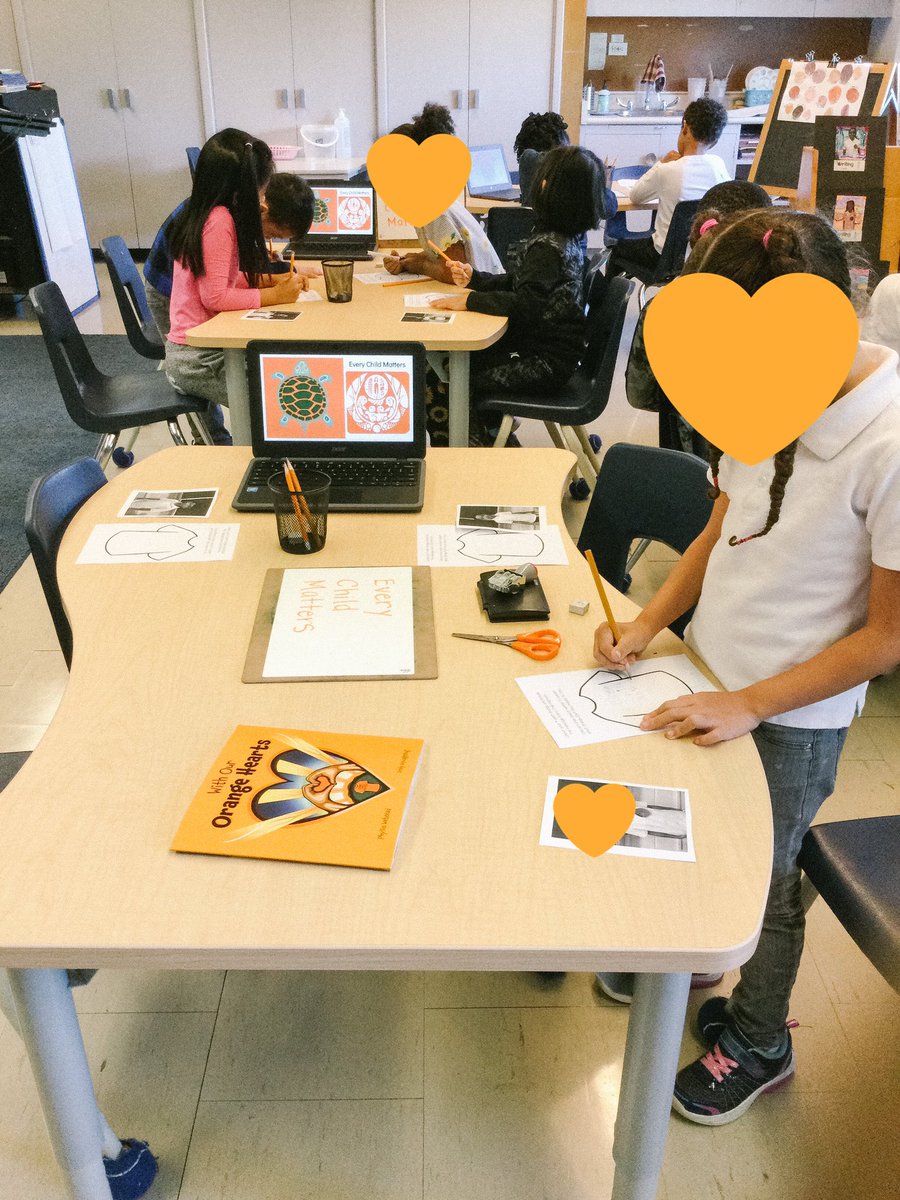 This week we listened, learned and reflected on Phyllis Webstad’s story, With Our Orange Hearts. Gr1: “When Phyllis tells her story, we listen with our hearts to show we care. Every Child Matters.” #EveryChildMatters <a href="/BlaydonPs/">BlaydonPS</a>