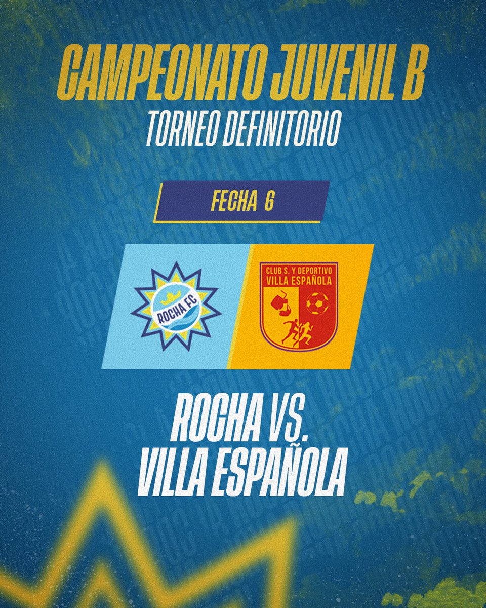RochaFCSAD's tweet photo. 🔛 FORMATIVAS

➡️ @RochaFCSAD 🆚 @VillaEspOficial 

➡️ Sábado: Estadio Obdulio Varela

Sub 19: 11 hs
Sub 17: 13 hs

➡️ Domingo: Estadio El Tenis

Sub 16: 11 hs
Sub 15: 13 hs
Sub 14: 15 hs

#LosDelEste https://t.co/KFsvbNqN6f