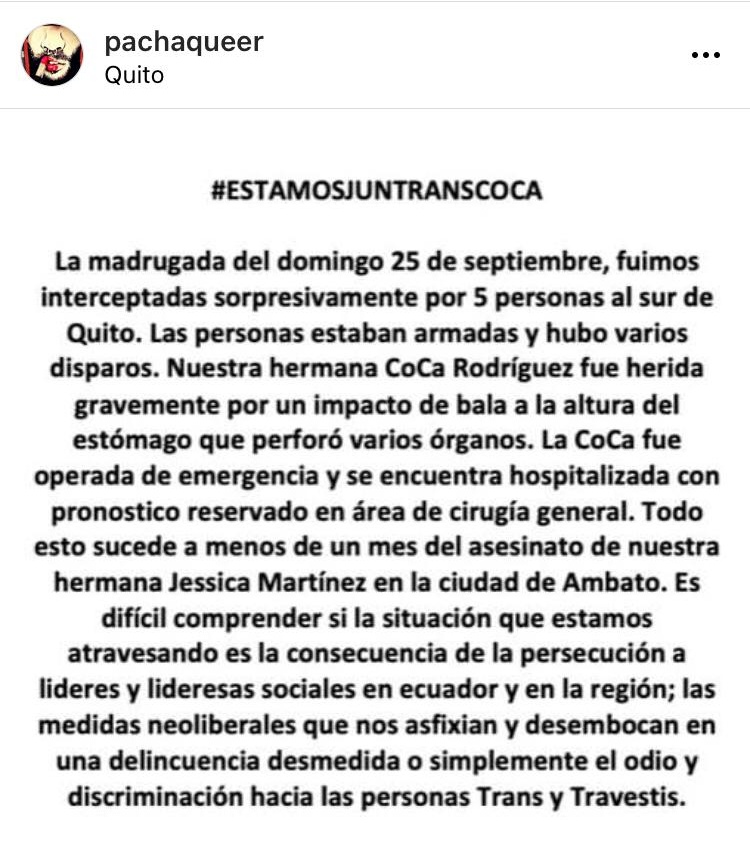 EmputeEC's tweet photo. 🚩 l URGENTE
Nuestra compañera #CoCa de las @pachaqueer necesita nuestra solidaridad y colaboración. Una vez más el Estado nos ha fallado con la inseguridad y violencia en todos los espacios.

Con toda la #TernuraRadical apoyemos a #CoCa

Datos para transferencia o depósitos ⬇️ https://t.co/yonYLRtrOY