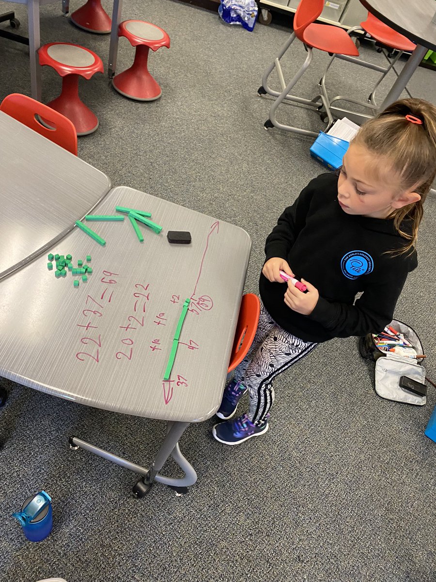 Learning how to add on a number line using base ten blocks to help us visualize how to add tens and ones ➕