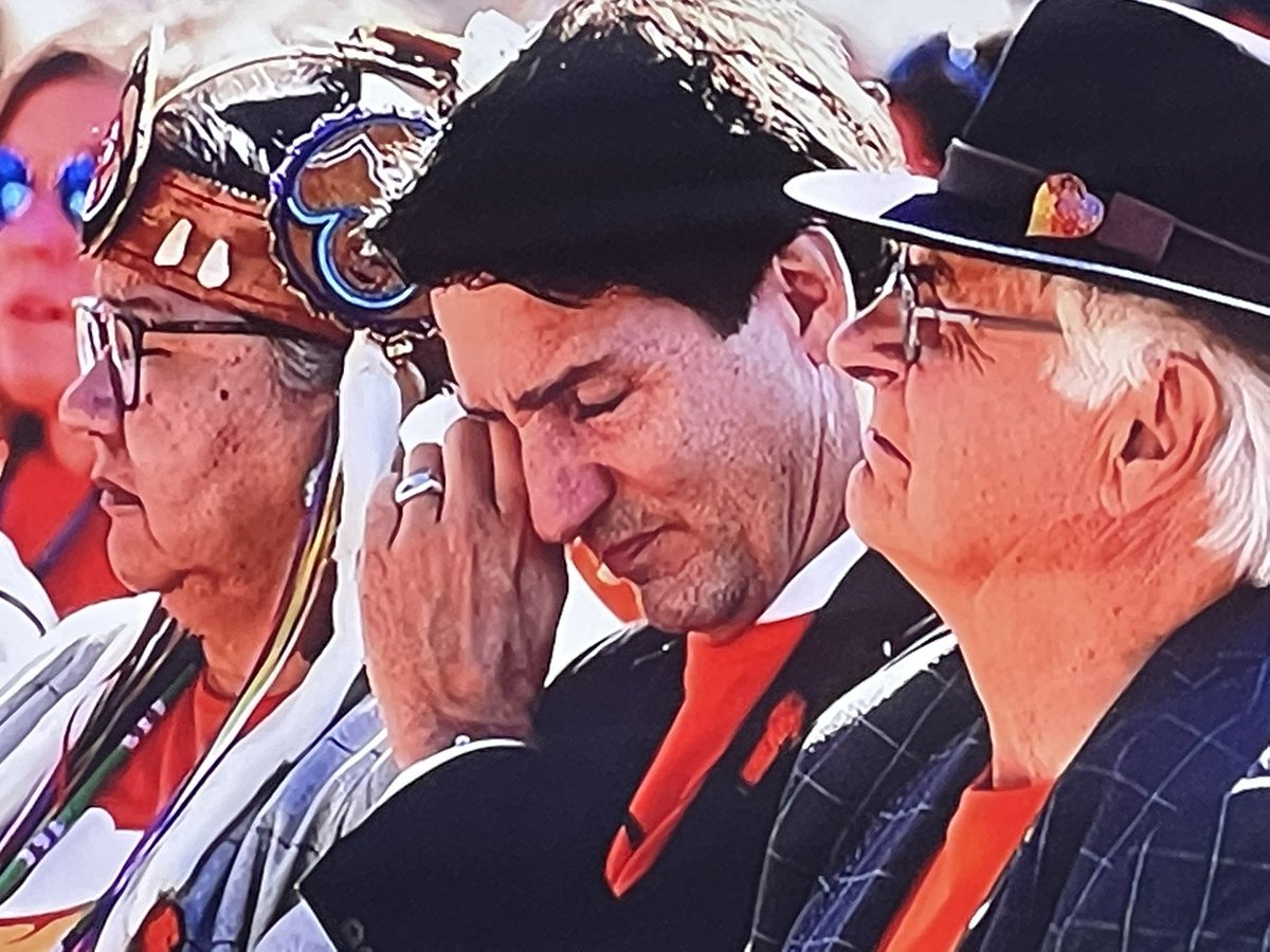In Canada: Last year he snuck off to surf for the day, this year he is crying for the cameras.  #TruthAndReconciliationDay2022 #TrudeauMustGo