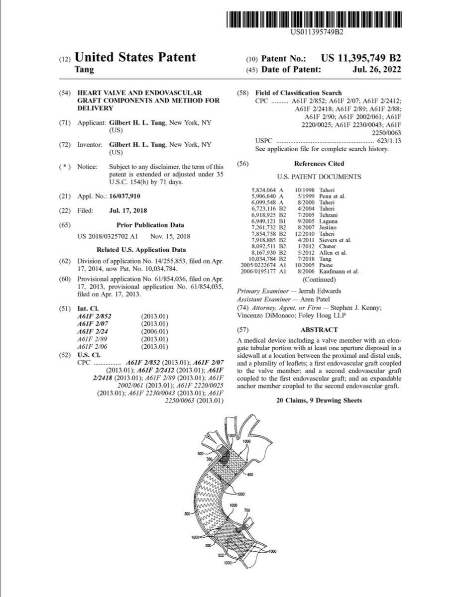 GilbertTangMD's tweet photo. My 2nd #EndoRoot #EndoBentall patent issued 7/26/2022, almost 4y after my 1st one. Anyone want to develop this with me? #TAVR @MDT_StructHeart @AbbottCardio @Edwards_TAVR @NimeshDesaiMD @AortaSurg @EricRoselliMD @BavariaMd @ShinFukuharaMD @IHamamsy @KHERA_MD @M_Pompeu_Sa_MD https://t.co/Z5qICIs2An
