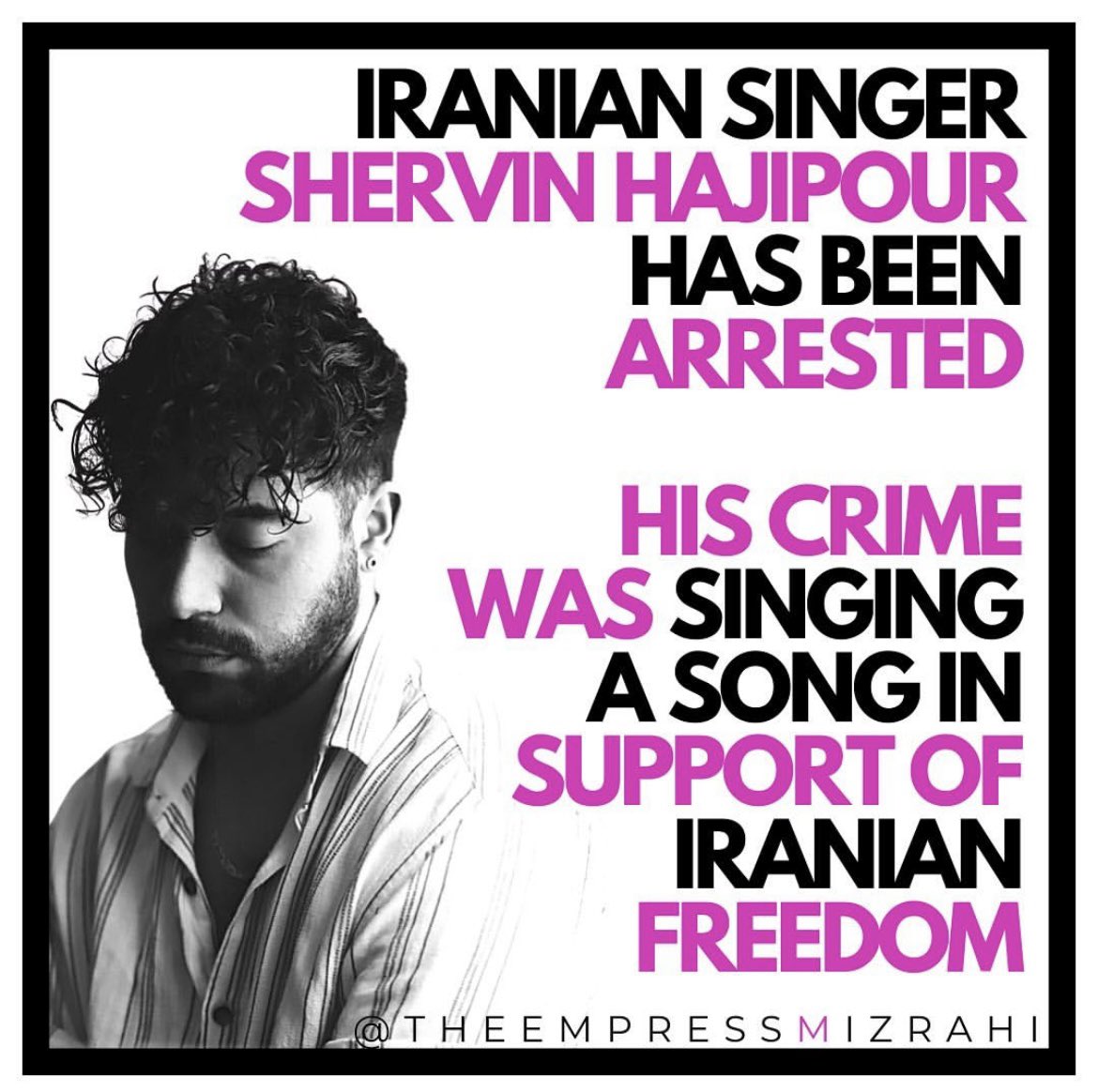 Be his voice 🕊️🖤 <a href="/HajipourShervin/">Shervin Hajipour</a> 
#OpIran
#MahsaAmini
#مهسا_امینی