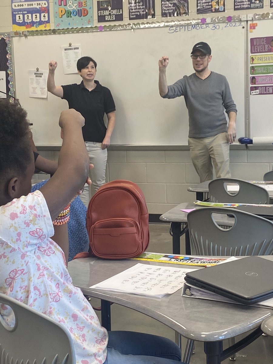 MsEnglish101's tweet photo. Today is the last day of #DeafAwarenessMonth and we had the privilege to learn more about the deaf/hard of hearing community from two of my favorite advocates, Joe &amp; Christie Kaplan. Thank you both for increasing my scholars' awareness. @uwclemontigers https://t.co/6vAwJp8vqH