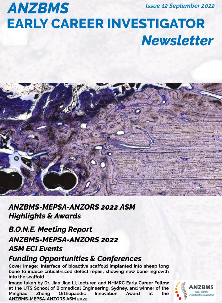 We are excited to share the September Issue of the ECI Newsletter!📰

In this issue:
☑️ASM highlights and awards
☑️B.O.N.E. Meeting Report from <a href="/marc_p_sim/">Marc Sim</a> 
☑️ASM ECI Events
☑️Funding Opportunities &amp; Conferences

Check it out!👇
rb.gy/cctole 

<a href="/ANZBMSoc/">ANZBMS</a>