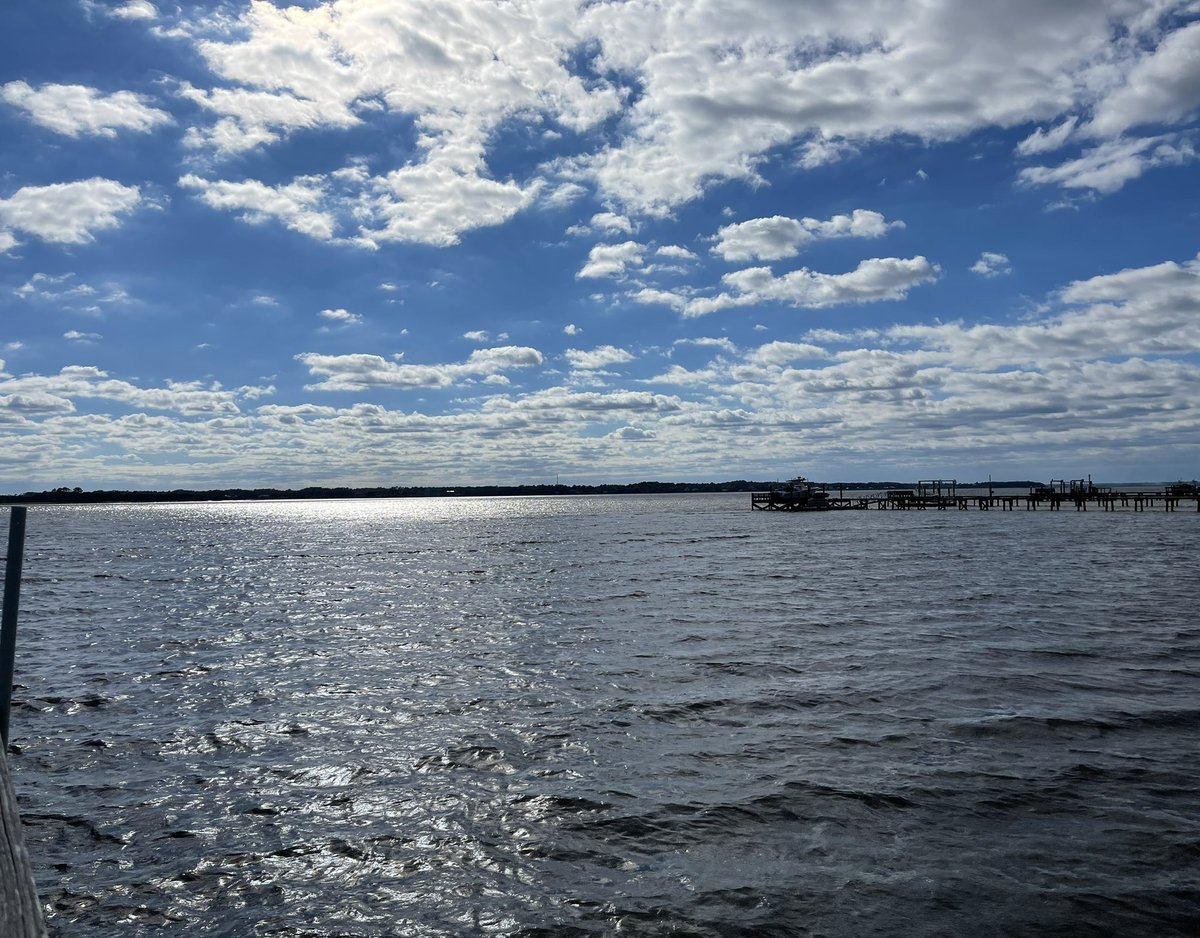 NoLimitsCharter's tweet photo. Today the sun popped out for the first time since Ian passed. Flood tides are still taking forever to ebb out, but no more flooding so far. Cool breeze blowing. #glasstreamhurricaneian #stormsurge #coastal #welcomebacksunshine https://t.co/bBww94VvKx