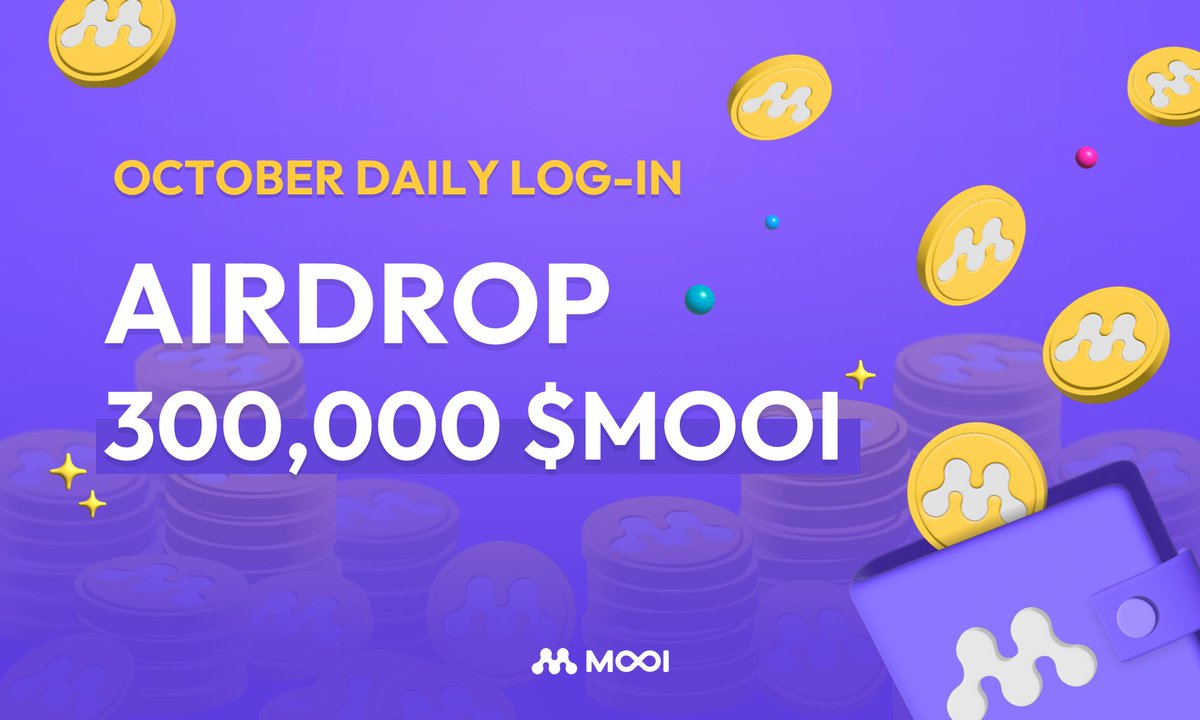 The cozy season is here, so don’t miss out our autumn airdrop! 🍁

Get ready for the October $MOOI airdrops💰🎃
300,000 $MOOI will be given out to all login users!

Download our wallet and login! Simple as that! 
🍎apps.apple.com/gb/app/mooi-wa…
🤖play.google.com/store/apps/det…

#airdrop #MOOI