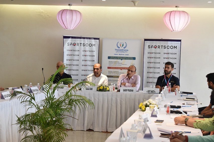 UditSheth's tweet photo. We welcome Hon.’ Director General Sports Authority of India Sh Sandip Pradhanji to our Annual Meeting of @SportscomC , held at the National Games 2022 in #Ahmedabad.

Important to build a Sports Economy in India 🇮🇳 

#sport #development #AatmanirbharBharat #ekaarena #transstadia https://t.co/xwMzsL4nvY