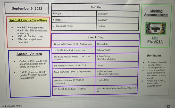 PrincipalProj's tweet image. &quot;My favorite tool so far! Daily Leadership board!&quot; —P @msellis61

Share a #PrincipalHack that&apos;s bringing joy (or ease) to your leader life!