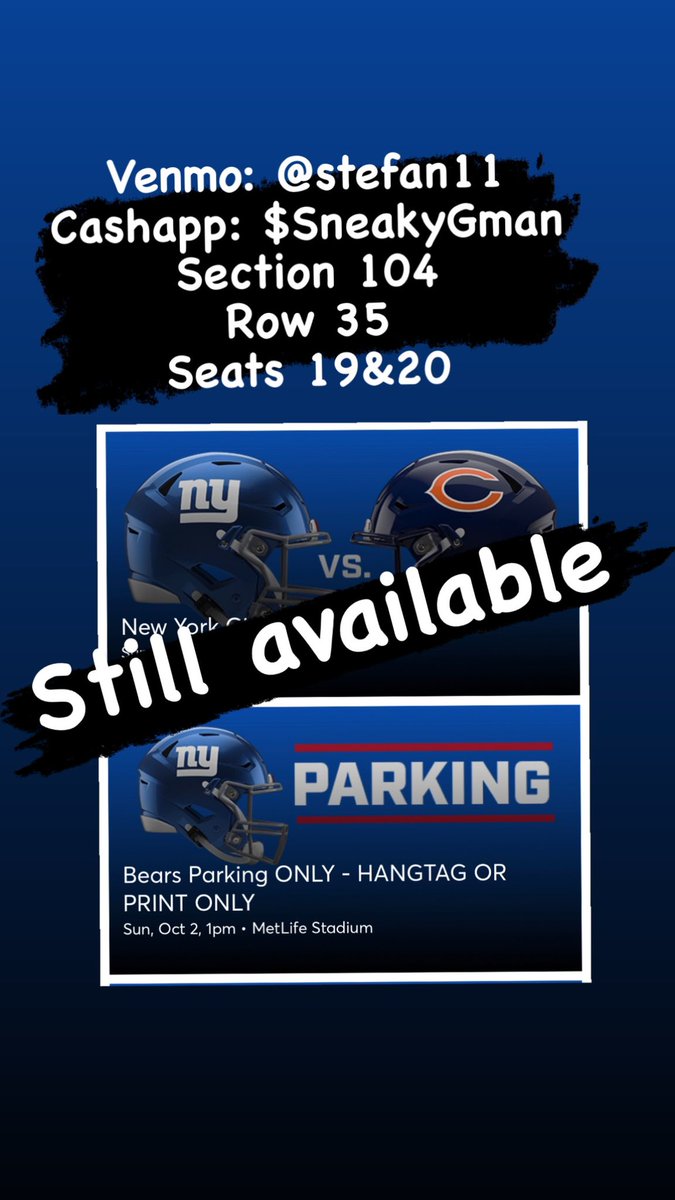 sneakygman's tweet photo. If anyone is looking for tickets, for Sundays game! HMU!!
@Giants #NEW #york #NewYork #ticketfairy #NFL #wanttogo #game #sundaythoughts https://t.co/thvTKnunXw