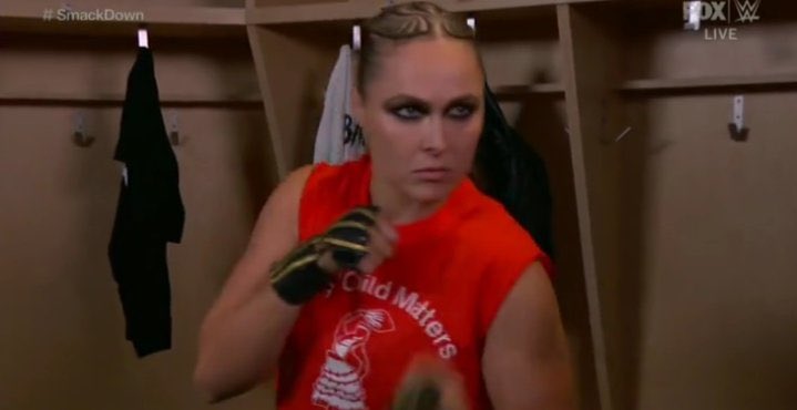 Ronda Rousey has earned more respect! #OrangeShirtDay #SmackDown 

Wearing an orange “Every Child Matters” shirt! Showing great support for the indigenous children who’s unmarked graves were discovered over the years.