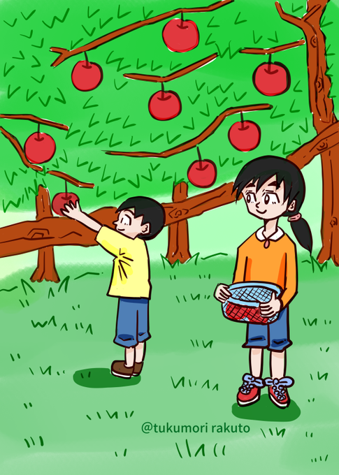 りんご狩りのtwitterイラスト検索結果