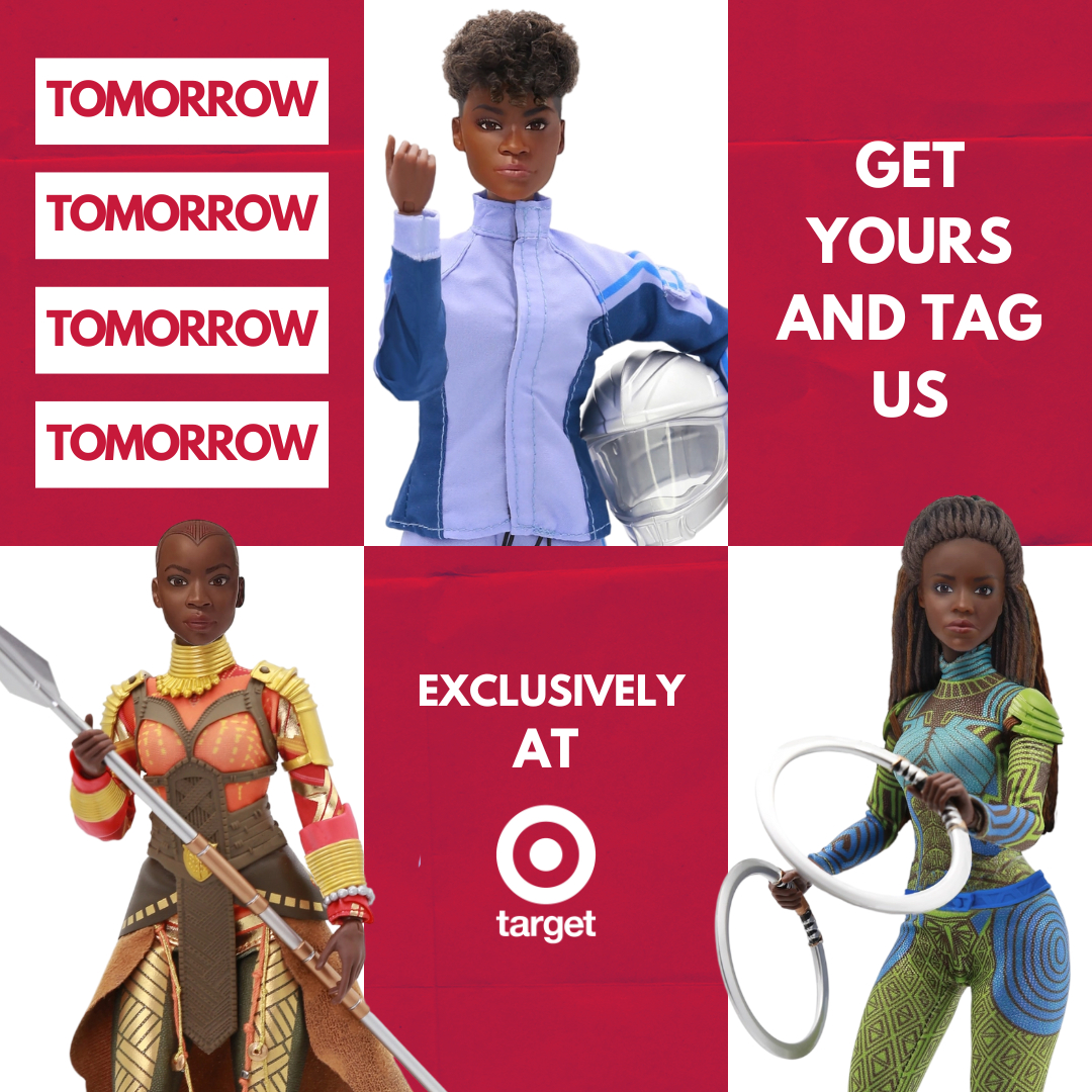 📣TOMORROW📣⠀⠀⠀⠀⠀⠀⠀⠀⠀
⠀⠀⠀⠀⠀⠀⠀⠀⠀
🤩We are excited to announce that our Black Panther: Wakanda Forever Dolls 🙅🏿‍♀️👩🏾‍🦲👩🏿‍🦱👩🏾‍🦱 goes live on Target tomorrow
.
.
.
#wakandaforever #marvel #thefresh