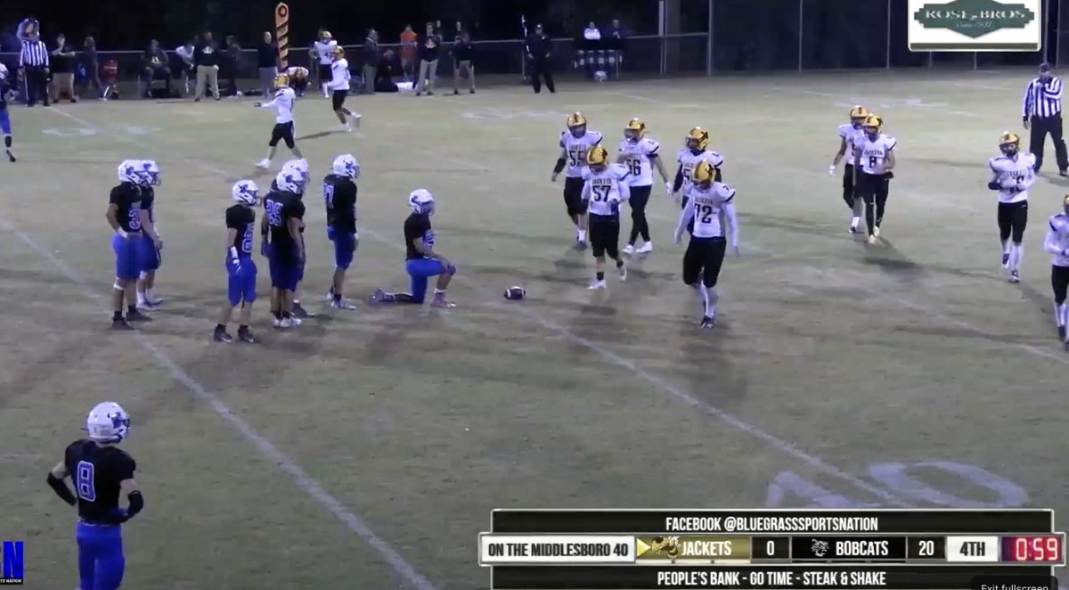 KPGfootball's tweet photo. Breathitt football stakes its claim to the top-seed in the upcoming playoffs in District 7 with a convincing and commanding dismantling of Middlesboro tonight on the Riverbank for the Bobcat Homecoming. @KYHighFootball https://t.co/Sl3ZphNTUC