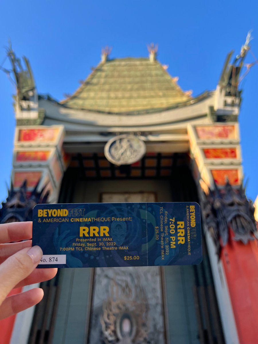 BeyondFest's tweet photo. The dream is real. From Tollywood to Hollywood, @RRRMovie in @IMAX with @ssrajamouli at the Chinese Theatre with 900 maniacs. 

@am_cinematheque @ChineseTheatres @VarianceFilms @PotentateFilms https://t.co/2SWgFg4REa