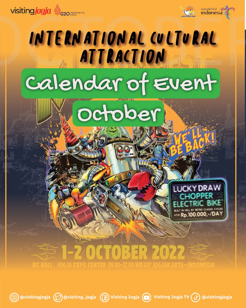 visiting_jogja's tweet photo. Calendar of Tanggal Nikah❎
Calendar of Event DIY✅
Nih Gengs, events di bulan Oktober kemruyuk sekali. Silahkan ditandain. Mimin tandain yang nyanyi-nyanyi pokoknya🎵🎶
#calendarofevent #coediy #coeoktober #visitingjogja https://t.co/IIYGGTUvNj