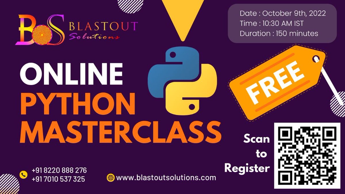BOS_elearning's tweet photo. Free Online Python Masterclass https://t.co/JHJYXuSrlU