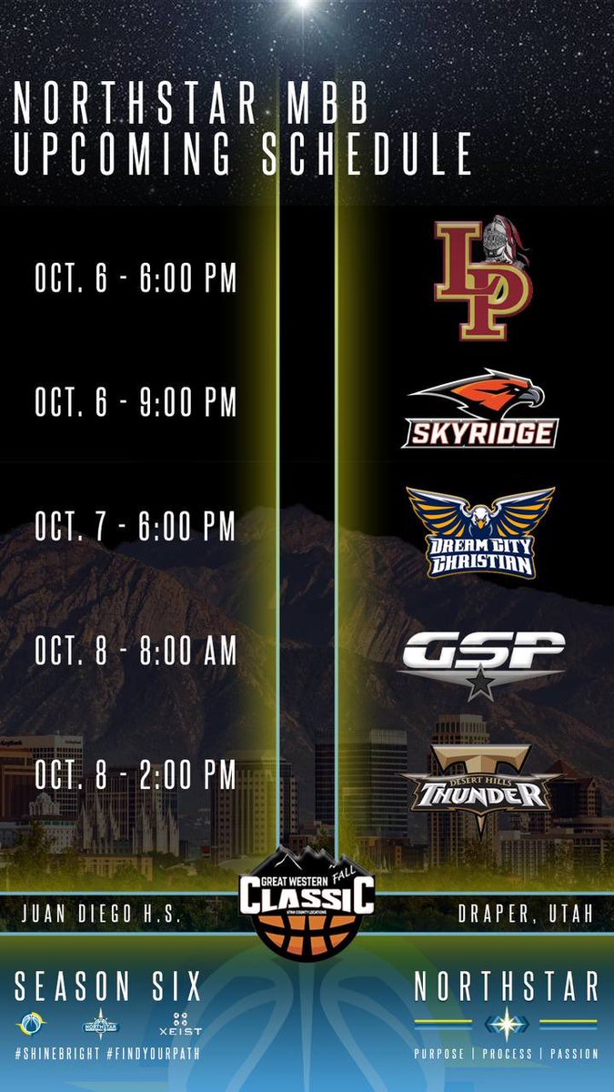 SmithDaniel23's tweet photo. Schedule for upcoming tournament in Utah! @NorthstarPrep @wesblairbrown @NphScouting @DrewEbanks @onpointscouting https://t.co/UTLRA14k0j