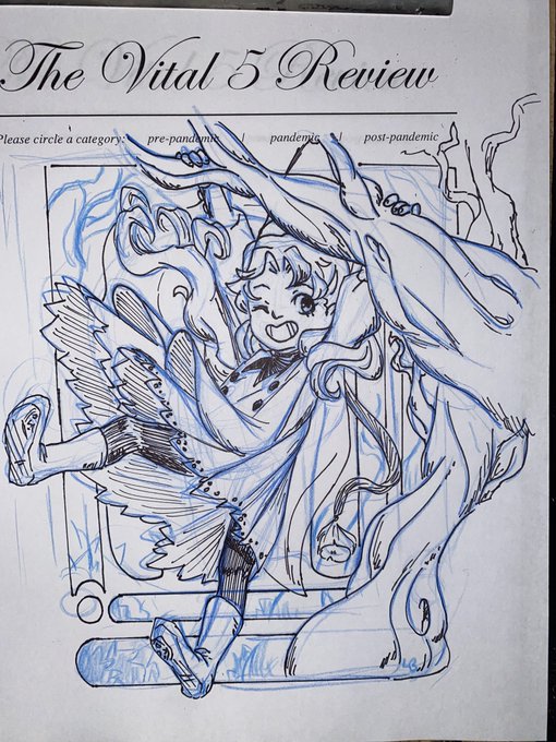 5 years old at family diner: asks for pen and paper to draw

25 years old at a bar: asks for pen and paper to draw

#witchhatatelier 