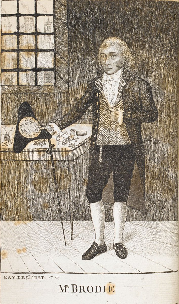 gaelhistory's tweet photo. 1 Oct 1788 - Deacon William Brodie, an Edinburgh cabinet maker and deacon of a trades guild, is hanged at the Old Tollbooth in front of a crowd of 40,000 including his 10 year old daughter. (1/2) #OTD #History #Edinburgh #DeaconBrodie https://t.co/GyAmNsMslE