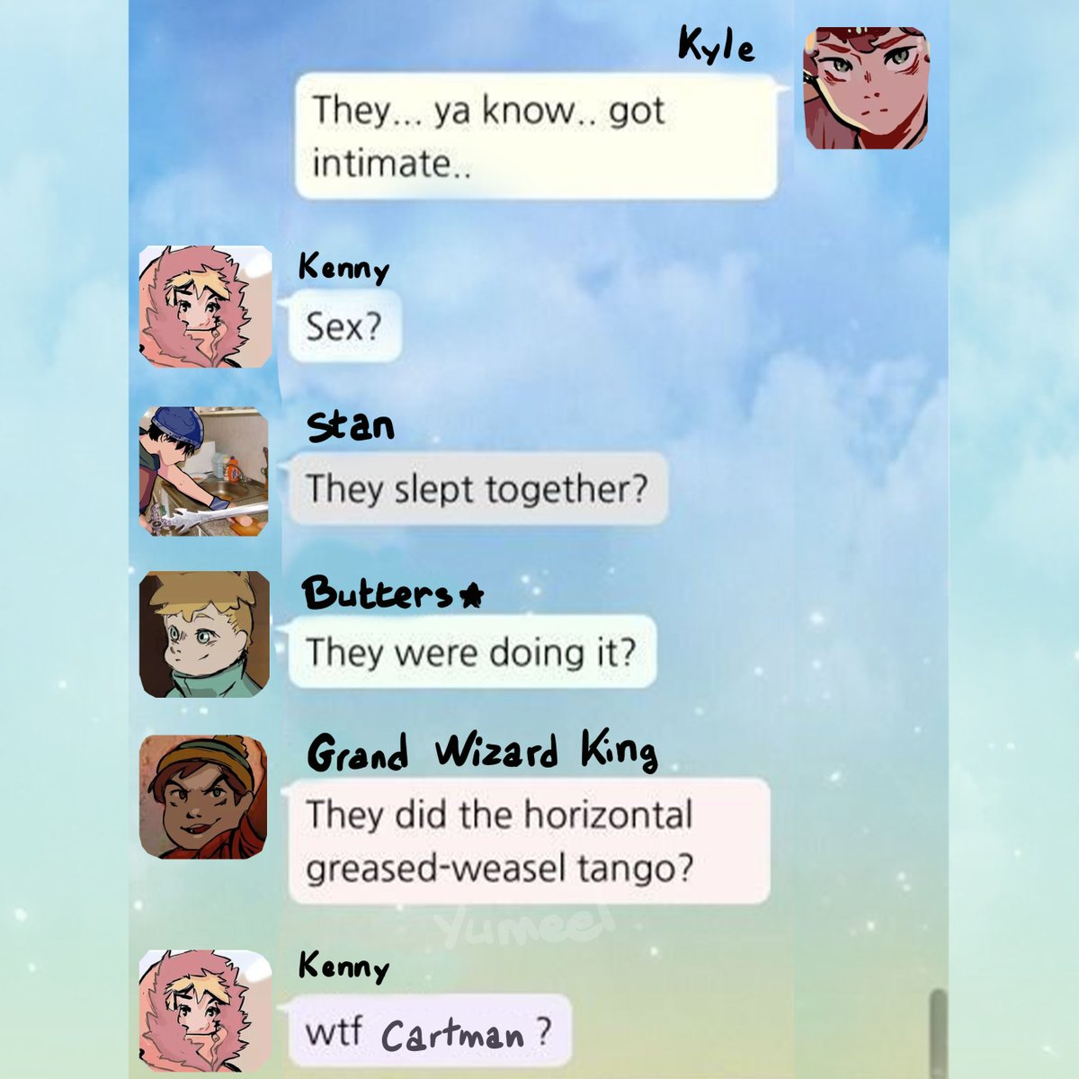 Yumeel's tweet photo. #southpark #kennymccormick #southparkfanart #stanmarsh #kylebroflovski #ericcartman #cartman #southparkkenny #kenny #southparkkyle #southparkmemes #southparkmemeart #southparkmeme #southparkstan #kyle #southparkart #kennyart #stanfanart #kylefanart #kennyfanart #cartmanfanart https://t.co/PQNQJhLXUW