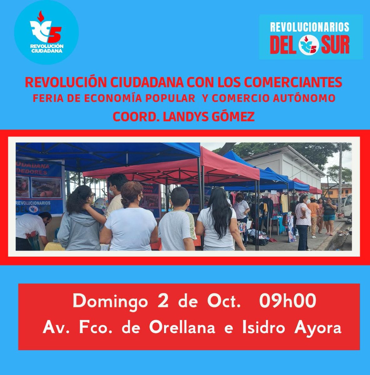 LandysGomezR's tweet photo. 🔹2 de octubre 9am.Feria de Emprendedores del Comercio Autónomo y Ambulante en la Fco. De Orellana e Isidro Ayora. Organiza @revdelSUR @FamiliasRC5 coordinado por @LandysGomezRC.
Los comerciantes tienen derecho a trabajar para sustentar a sus familias.@aquilesalvarez
@MashiRafael https://t.co/JIpj0qgHbE