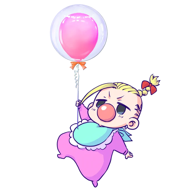 #東京ばぶンジャーズお誕生日風船に捕まるばぶちゃんスタンプですご自分のお誕生日の時に遊んでね☆風船付きもあるよ! 