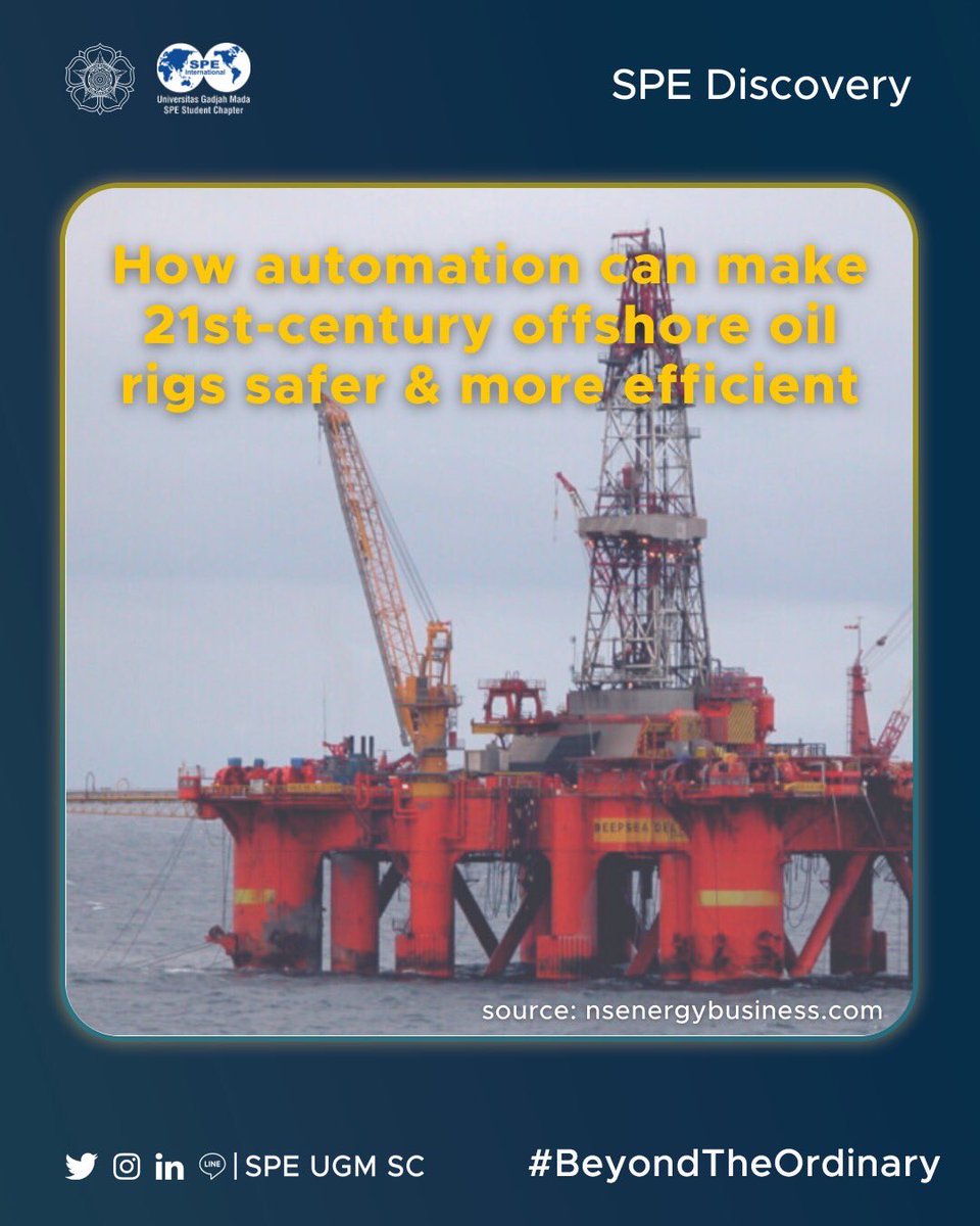 speugmsc's tweet photo. [SPE DISCOVERY : How automation can make 21st-century offshore oil rigs safer &amp; more efficient]

Hello, SPEople!

Have you ever heard about the Autonomous Drilling Control (ADC) system? They said oil firms are now starting to equip offshore installations with ADCs. https://t.co/cnrD7mhful
