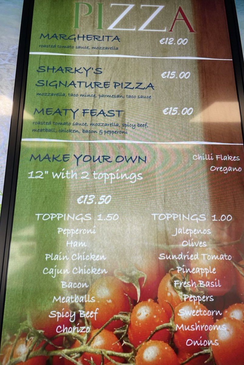 FishSharkys's tweet photo. Our pizza menu🍕#pizza #italian #sharkys https://t.co/qd7hsapgHH