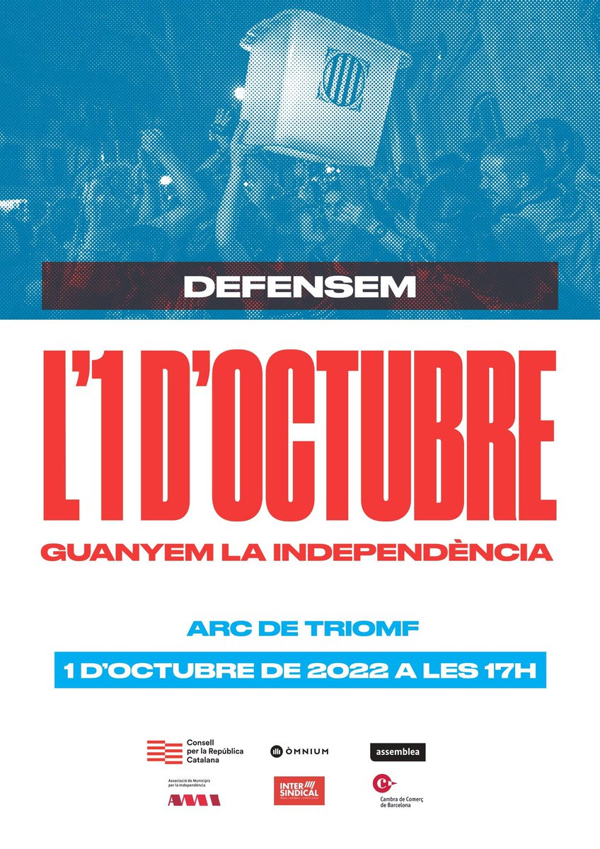 🔴Defensem l’1-O, guanyem la independència! 

Ens veiem aquesta tarda, a les 17 h, a Arc de Triomf! ✊🏼

#1OArcdeTriomf 
#PreparemNos