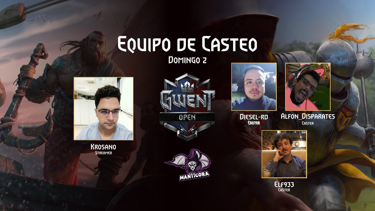 ¡Sorpresa! Hoy y mañana castearemos el último Gwent Open de este año. Aquí te mostramos quiénes conforman nuestros equipos de casteo y en qué canales los podrás ver. ¡No te lo pierdas!🥳

Canal de Gonza: twitch.tv/gonzaweed95
Canal de <a href="/Krosano_TTV/">Krosano, The Lion</a>: twitch.tv/krosano