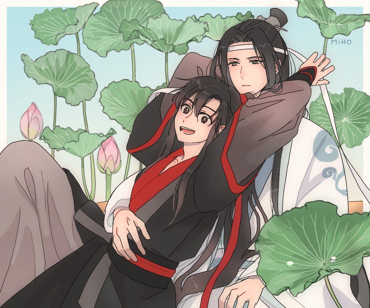 2boys multiple boys long hair male focus robe black hair chinese clothes  illustration images
