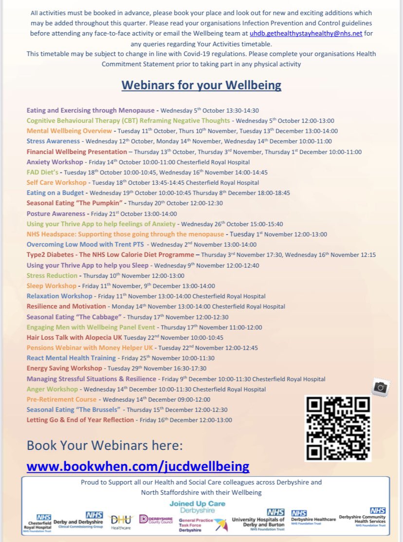 📢 IT’S LANDED 📢
The NEW Autumn Activity Timetable is here & rammed with 100+ sessions to support the physical & mental health of our workforce

New for autumn:
🎃 Seasonal Eating Recipes
🐕‍🦺 Dog Walking
🚺 Menopause
🎲 Board Games
🧘🏽‍♀️ Relaxation

Book now bookwhen.com/jucdwellbeing