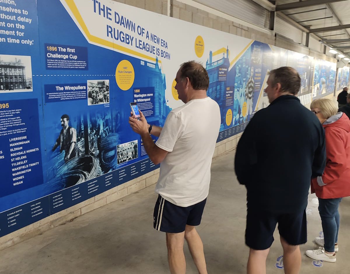 WWRLFoundation's tweet photo. In #ThreeLionsWeek and to celebrate #NSHD2022 we opened up our Wire2Wolves timeline tour for our @WarringtonRLFC Walking RL participants 📷

@sportinghistory @fuzzyduckcreate #InspiredBy @RLWC2021 

It’s been a pretty incredible week 💛💙 https://t.co/Tsx9wARntL