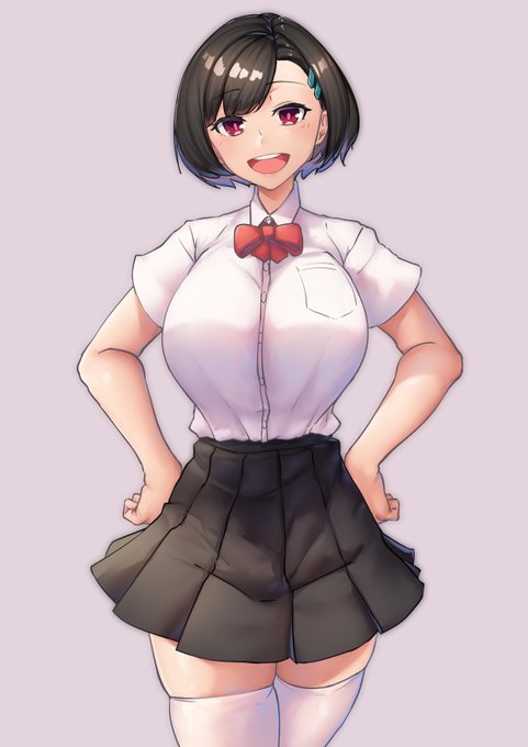 制服ver
このぱつんぱつんな感じ良くない?ヘヘヘ
あと今日までに色々勉強して試して、髪をこういう感じでもっと描き込みを増やす描き方にしようかなと思ってる 