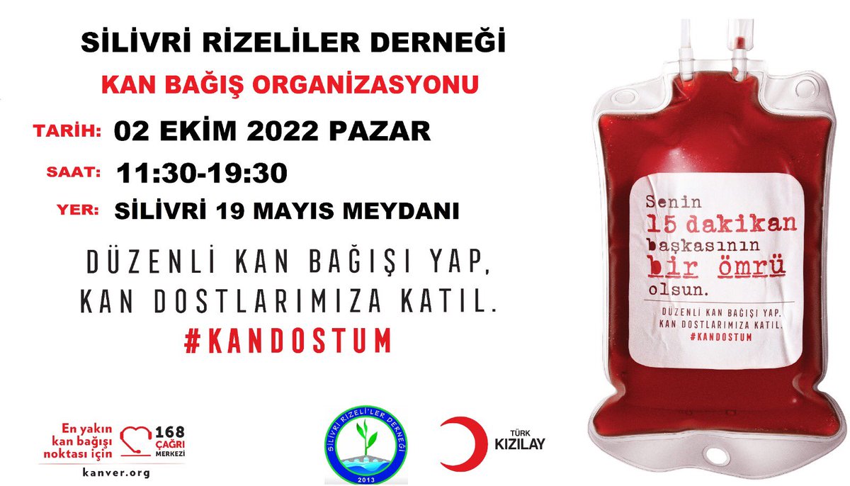 Değerli Dostlarımız Başlatmıs oldugumuz Kan Bağışı Organizasyonumuza Davet Edıyoruz Unutmayalım kı Kan Araç Değil İhtiyactır. #SinanAbdullahAzder #SilivriRizelilerSilivriRizelıler #SilivriRizelilerDerneği  #KanDostum #Kızılay